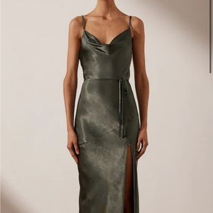 NWT - LA LUNE BIAS COWL MAXI DRESS - OLIVE size US 6